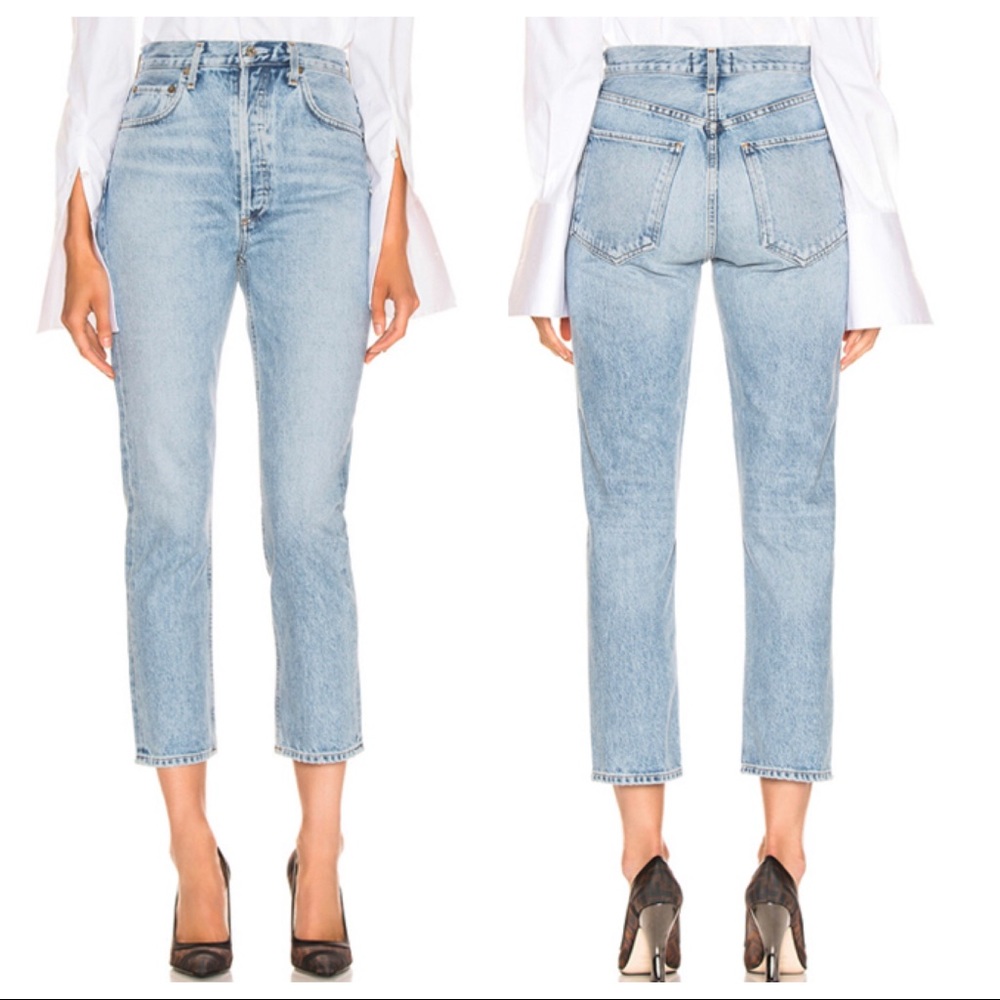 🥂SOLD AGOLDE Riley High Rise Crop Jeans in BLUR - Picture 2 of 16